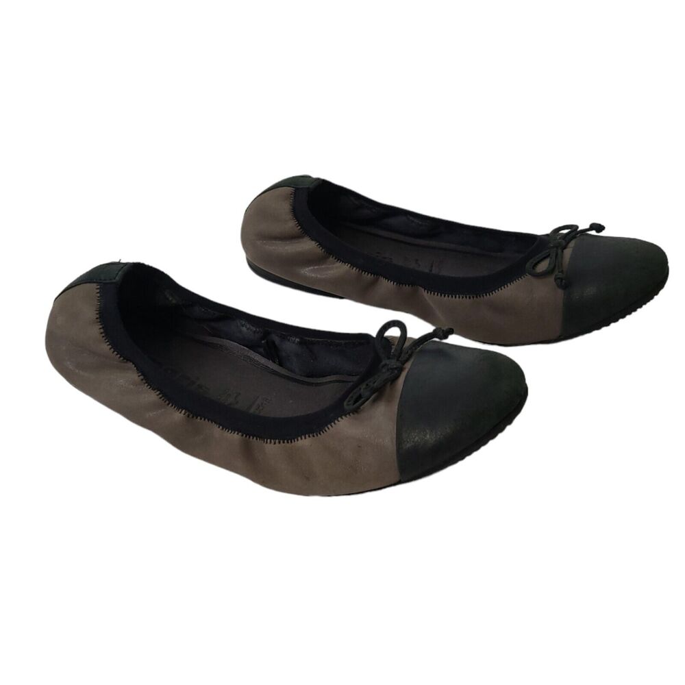 Tamaris Cap Toe with Bow Ballet Flats Shoes Women’s US Size 6 Brown/Black‎ EU37